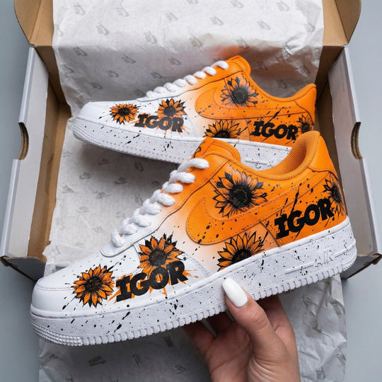 Custom Air Force 1 Orange Sunflower Igor Design