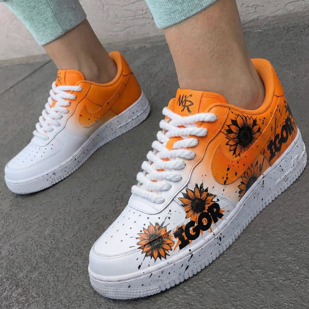 Custom Air Force 1 Orange Sunflower Igor Design