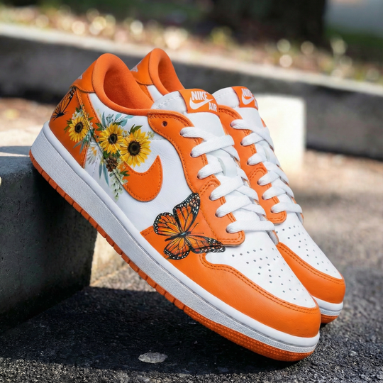 Custom Air Force 1 Orange Sunflowers Butterflies