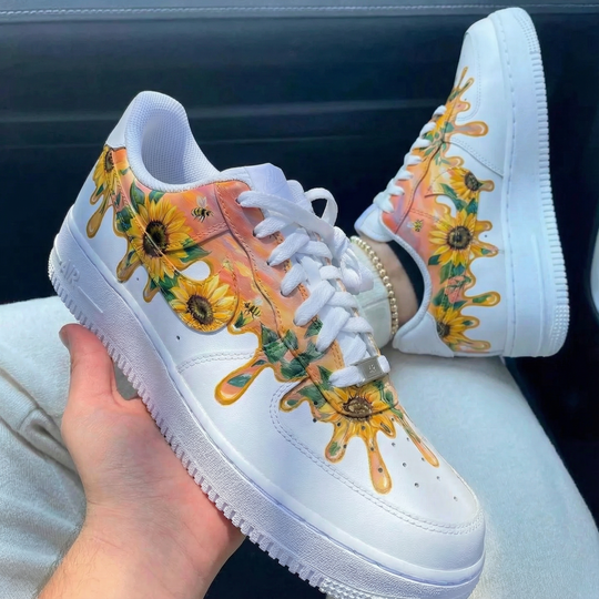 Custom Air Force 1 Orange Yellow Sunflower Design