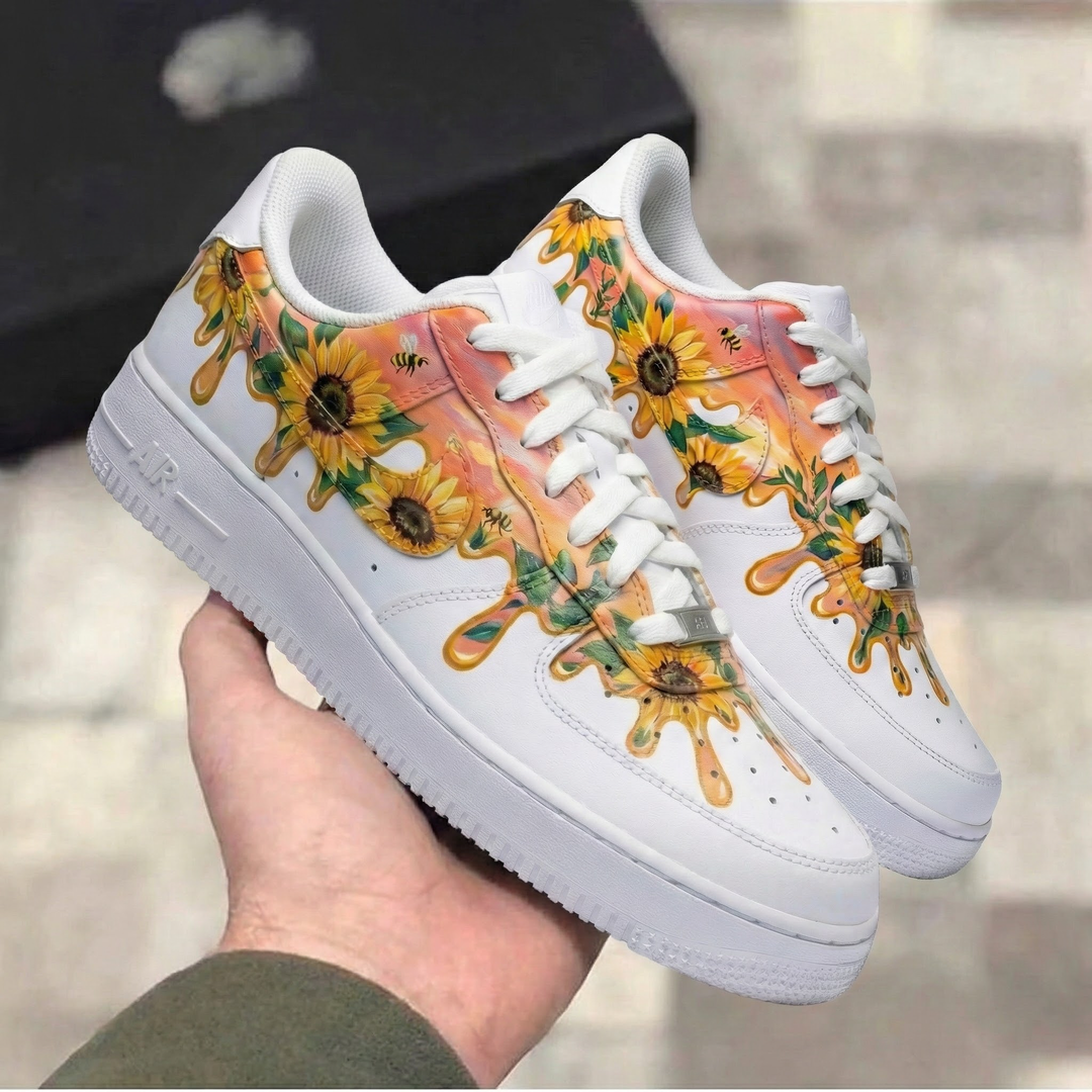 Custom Air Force 1 Orange Yellow Sunflower Design
