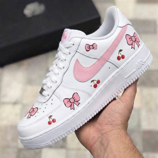 Custom Air Force 1 Pink Bows Cherries