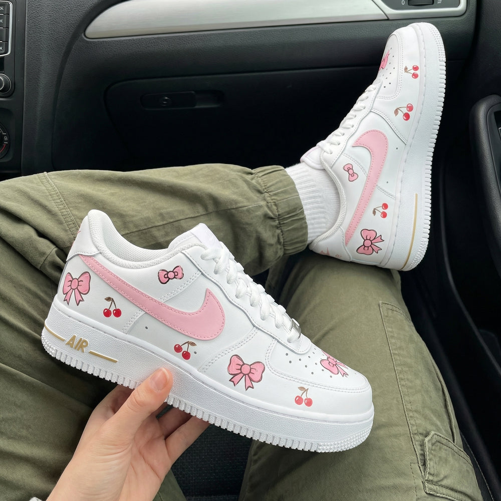 Custom Air Force 1 Pink Bows Cherries