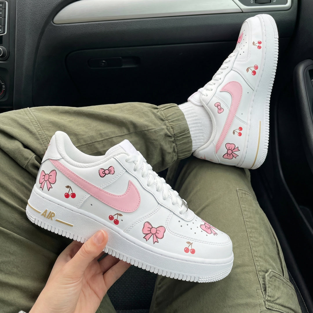 Custom Air Force 1 Pink Bows Cherries