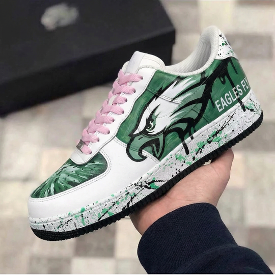 Custom Air Force 1 Pink Green Eagles Theme