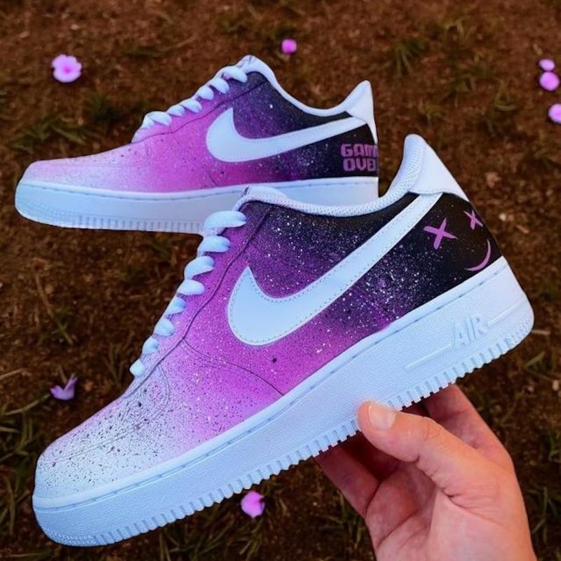 Custom Air Force 1 Pink Purple Gradient Galaxy Pattern