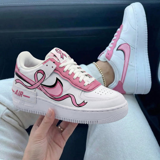 Custom Air Force 1 Pink Ribbon Design