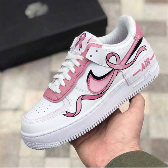 Custom Air Force 1 Pink Ribbon Design