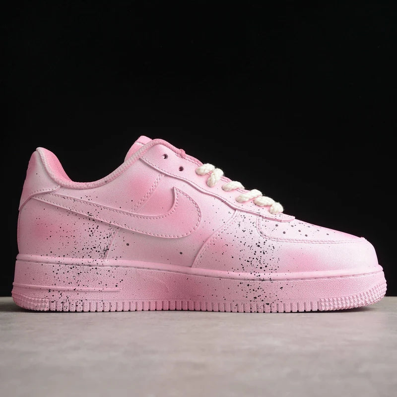 Custom Air Force 1 Pink With Crosses And Speckles Chrome Hearts