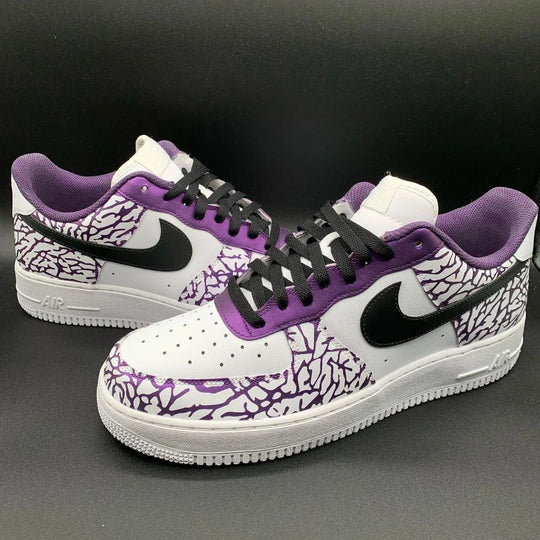 Custom Air Force 1 Purple Black Crackle Pattern