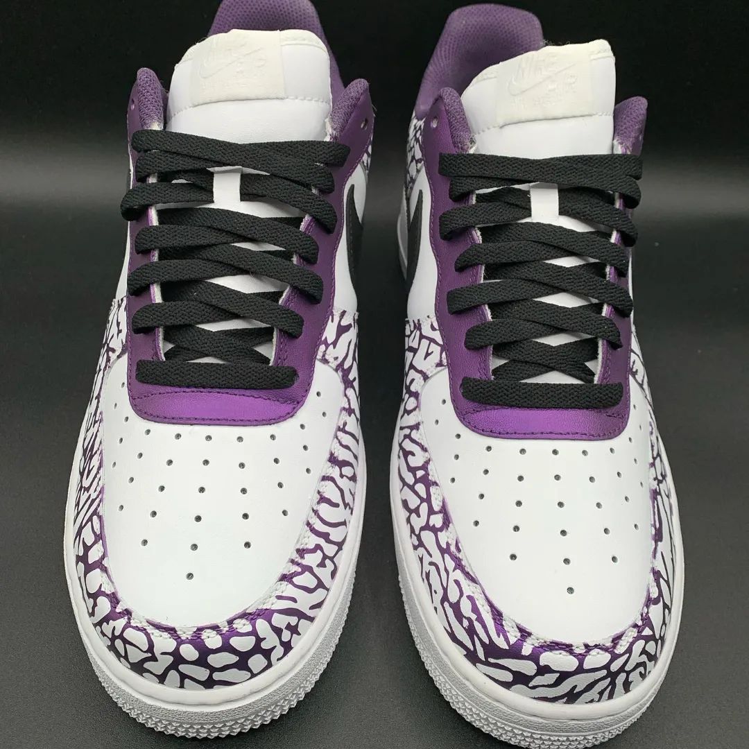 Custom Air Force 1 Purple Black Crackle Pattern