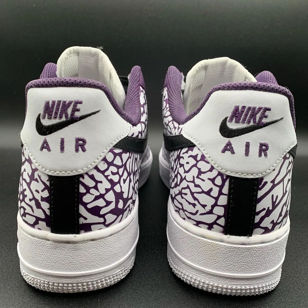 Custom Air Force 1 Purple Black Crackle Pattern