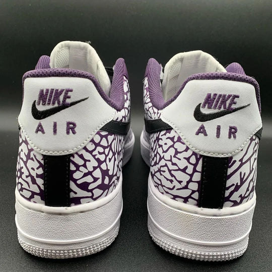 Custom Air Force 1 Purple Black Crackle Pattern