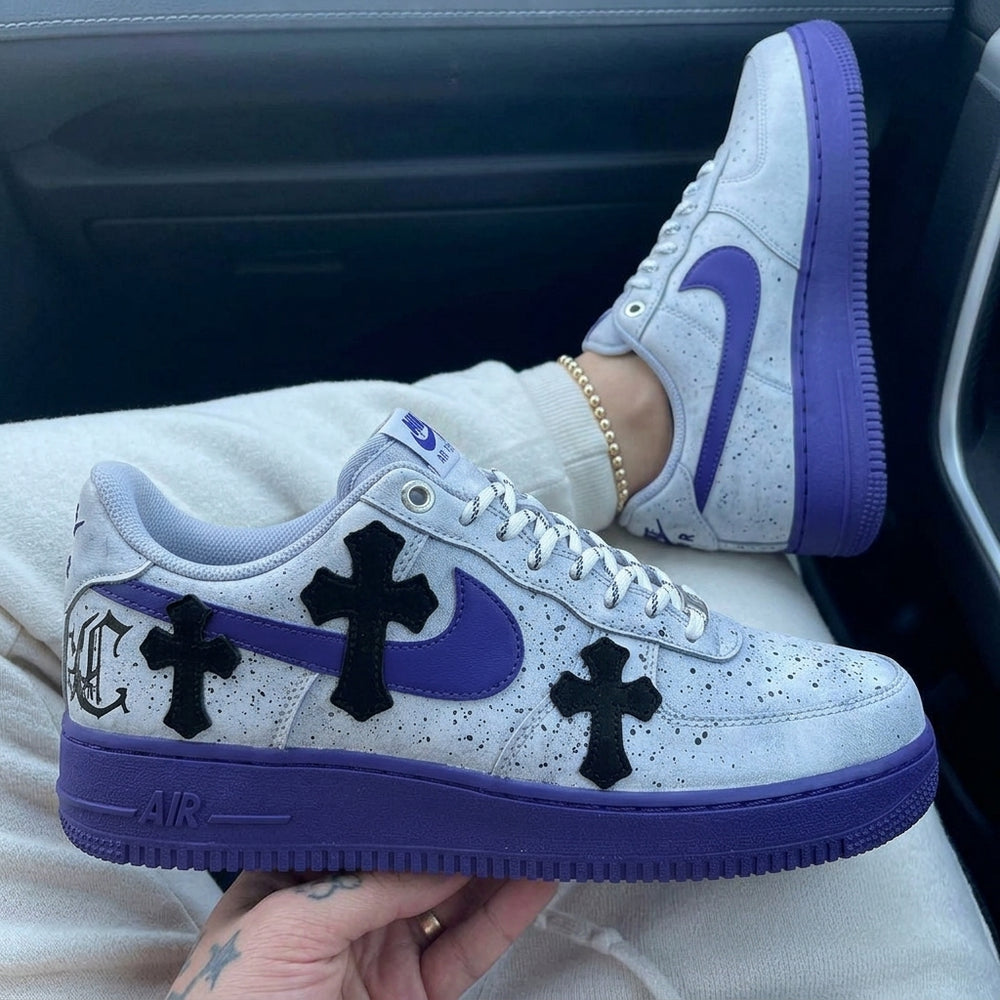 Custom Air Force 1 Purple Black Crosses