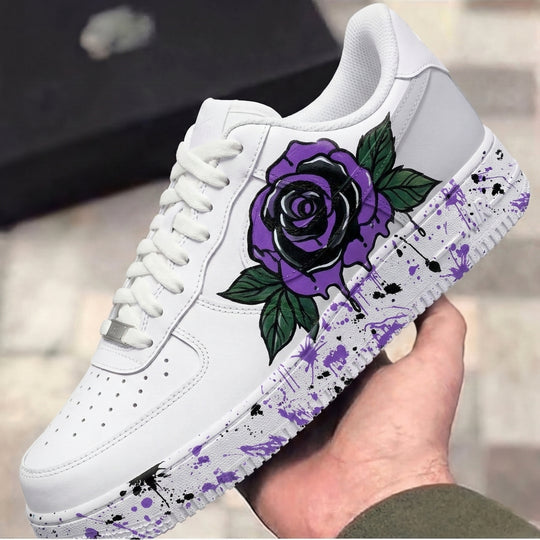 Custom Air Force 1 Purple Black Rose Splatter
