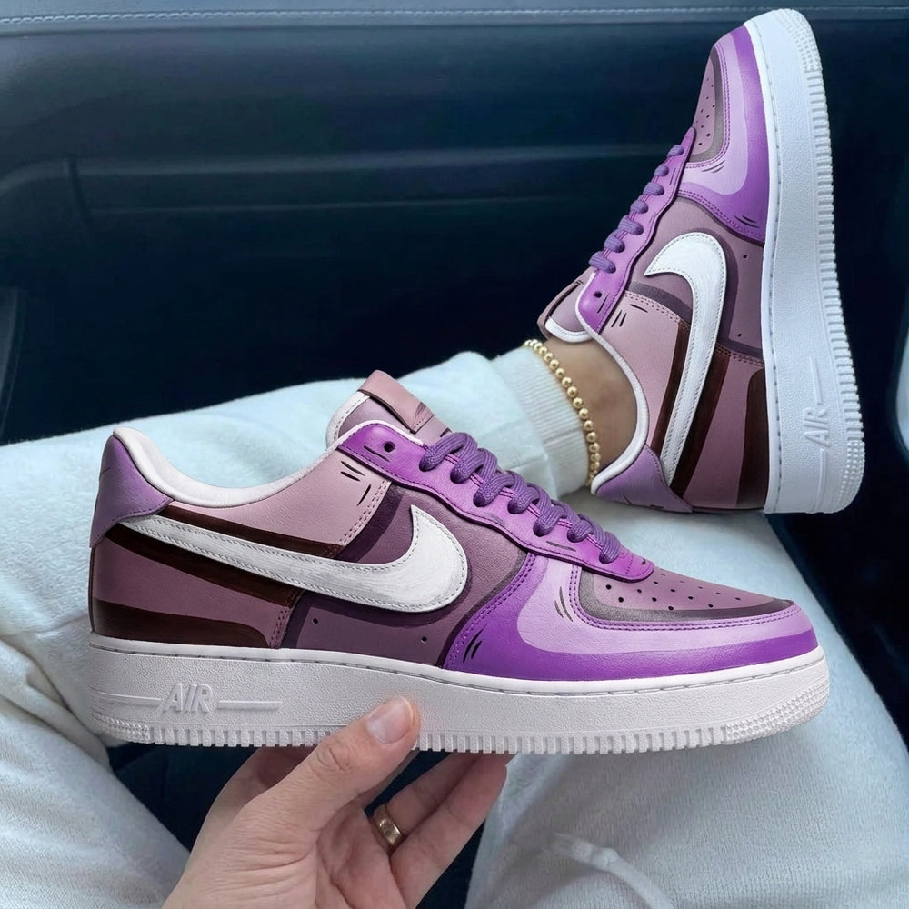 Custom Air Force 1 Purple Cartoon Art