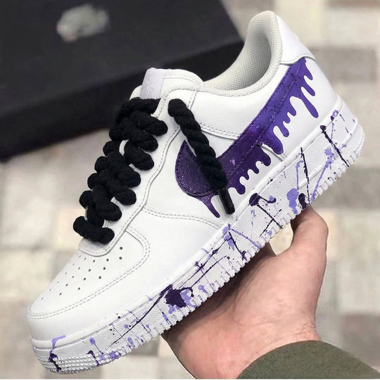 Custom Air Force 1 Purple Drip Splatter