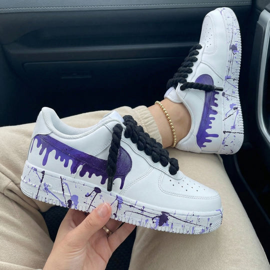Custom Air Force 1 Purple Drip Splatter
