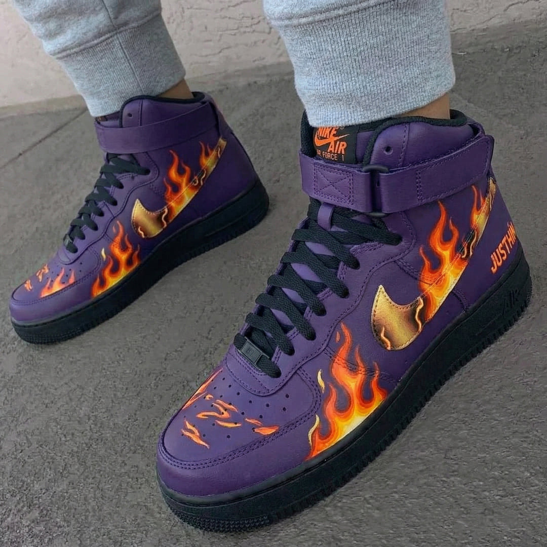 Custom Air Force 1 Purple Flame Design