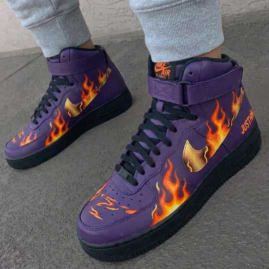 Custom Air Force 1 Purple Flame Design