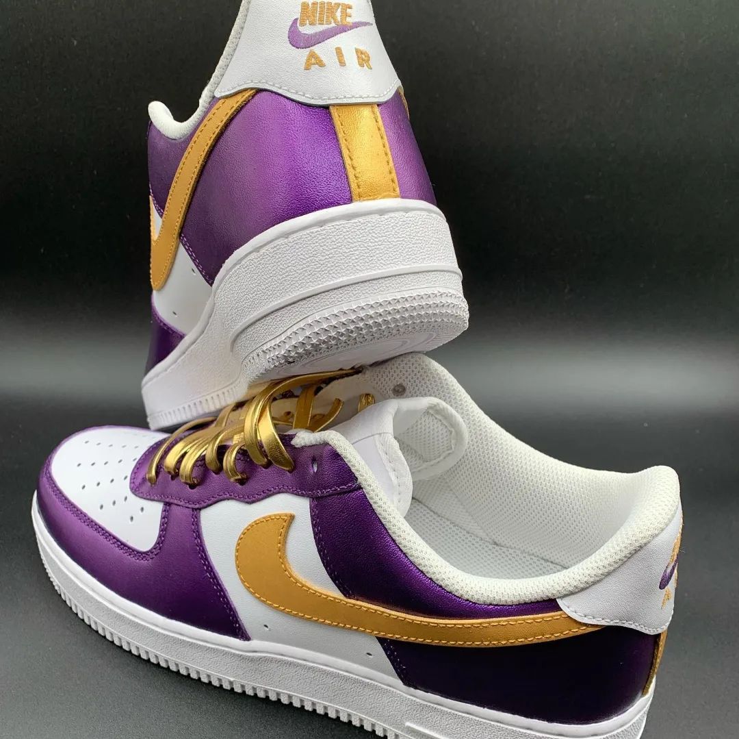 Custom Air Force 1 Purple Gold Design