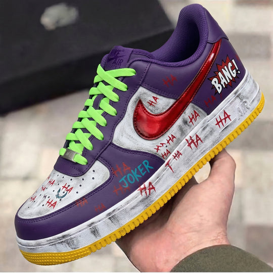 Custom Air Force 1 Purple Red Green Yellow Joker Comic HA HA Bang