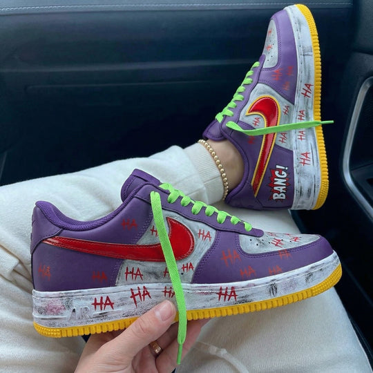 Custom Air Force 1 Purple Red Green Yellow Joker Comic HA HA Bang