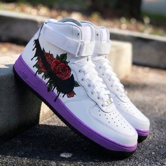 Custom Air Force 1 Purple Red Rose Design