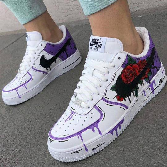 Custom Air Force 1 Purple Rose Design