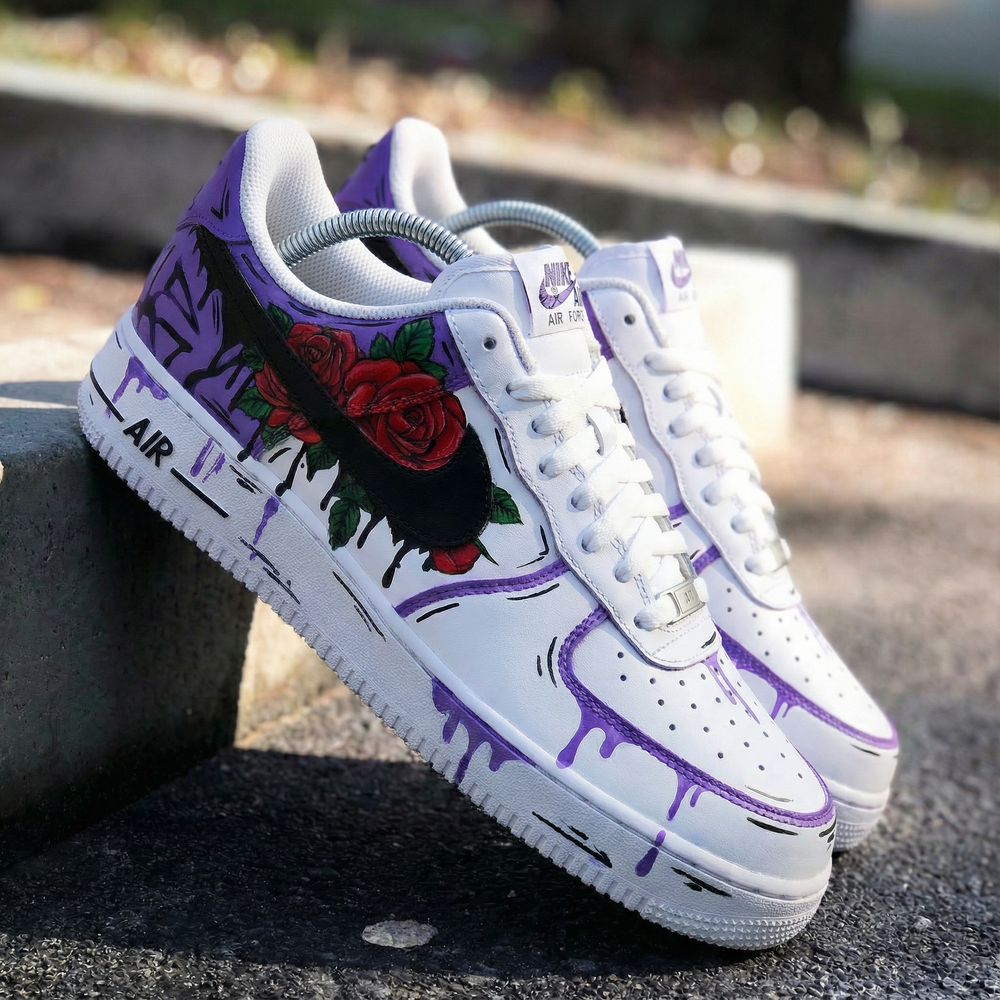 Custom Air Force 1 Purple Rose Design
