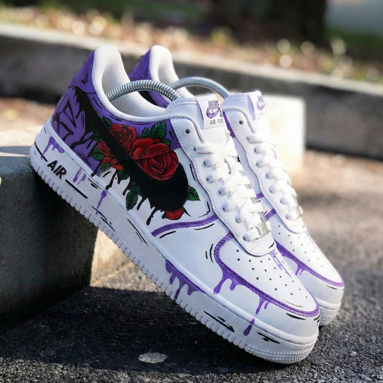 Custom Air Force 1 Purple Rose Design