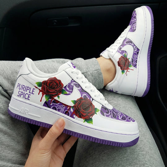 Custom Air Force 1 Purple Rose Pattern