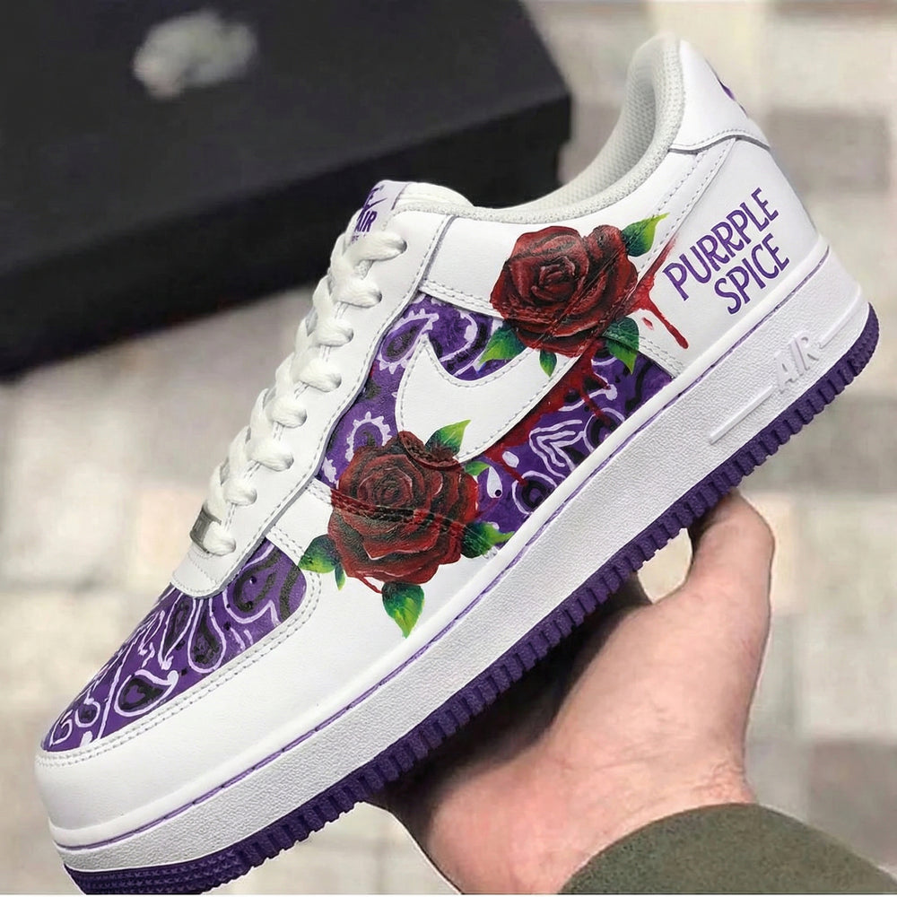 Custom Air Force 1 Purple Rose Pattern