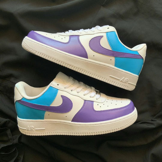 Custom Air Force 1 Purple Teal Color - Blocked