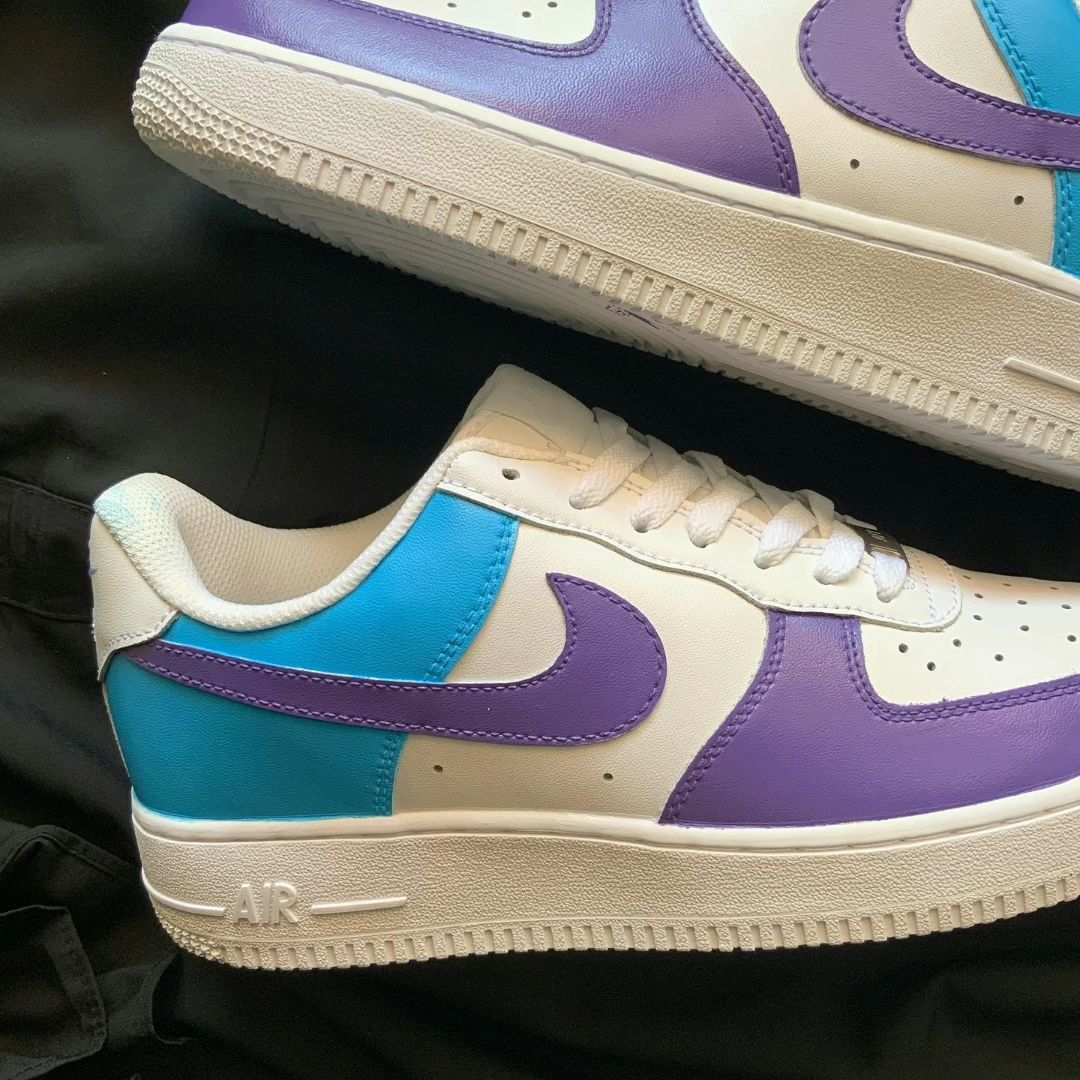 Custom Air Force 1 Purple Teal Color - Blocked