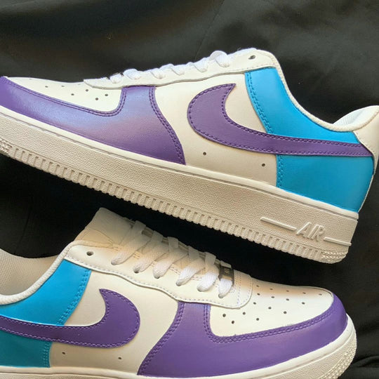 Custom Air Force 1 Purple Teal Color - Blocked