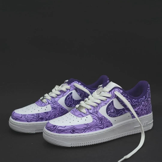 Custom Air Force 1 Purple White Swirl Pattern