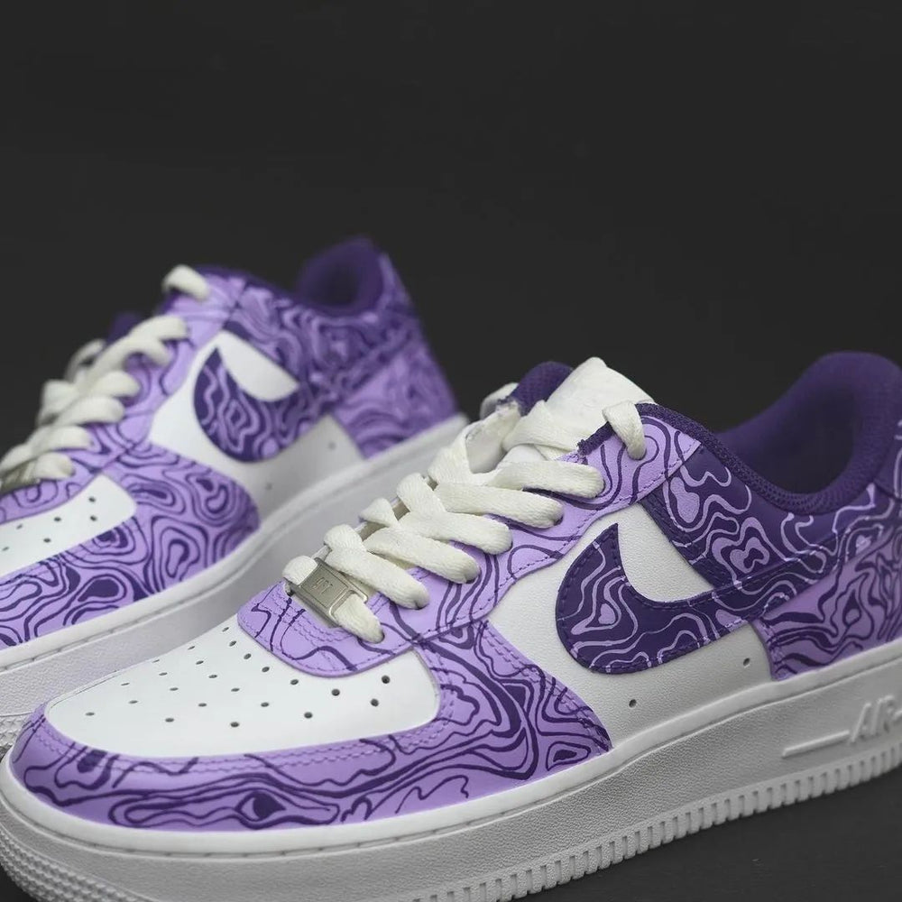 Custom Air Force 1 Purple White Swirl Pattern