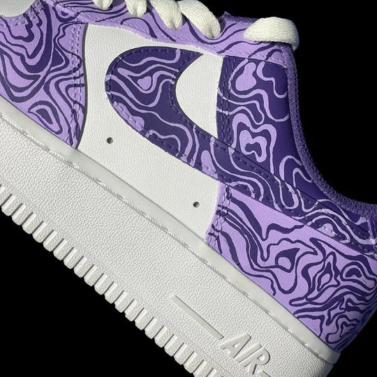 Custom Air Force 1 Purple White Swirl Pattern
