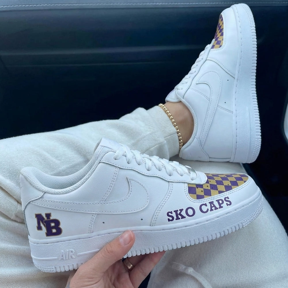 Custom Air Force 1 Purple Yellow Checkerboard SKO CAPS NB