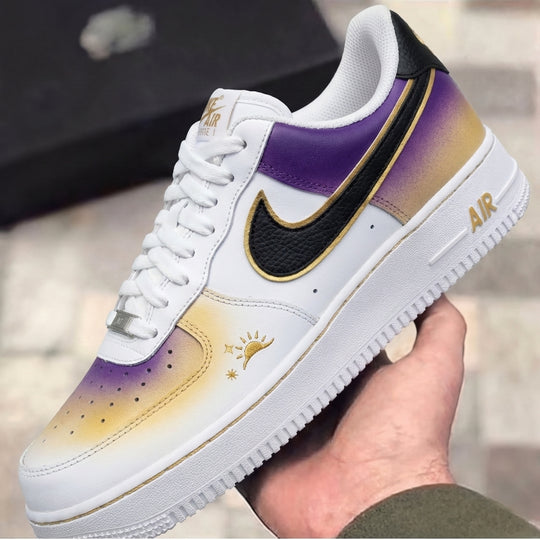 Custom Air Force 1 Purple Yellow Sun Stars Gold