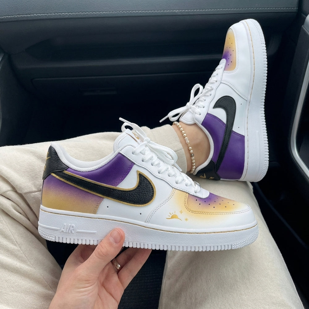 Custom Air Force 1 Purple Yellow Sun Stars Gold