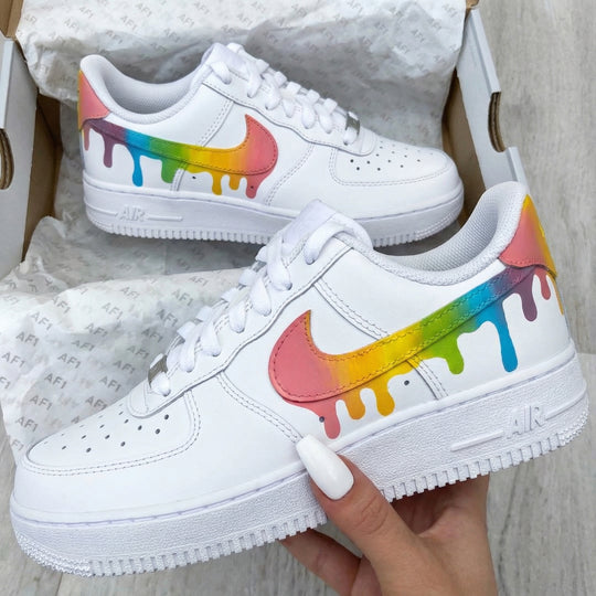 Custom Air Force 1 Rainbow Drip Design