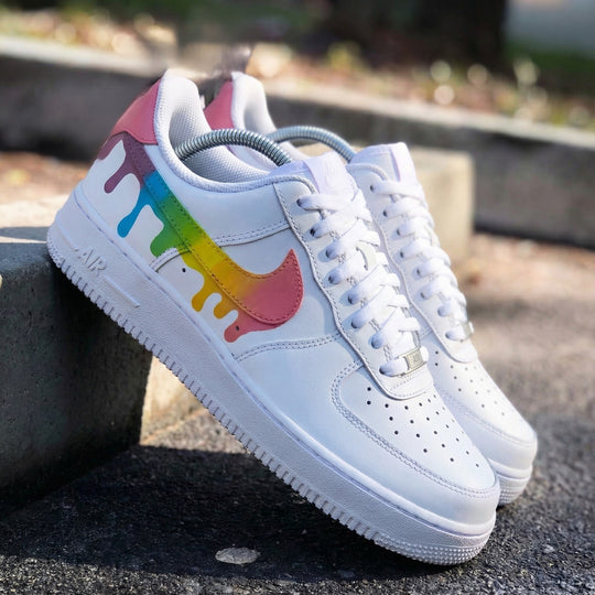 Custom Air Force 1 Rainbow Drip Design