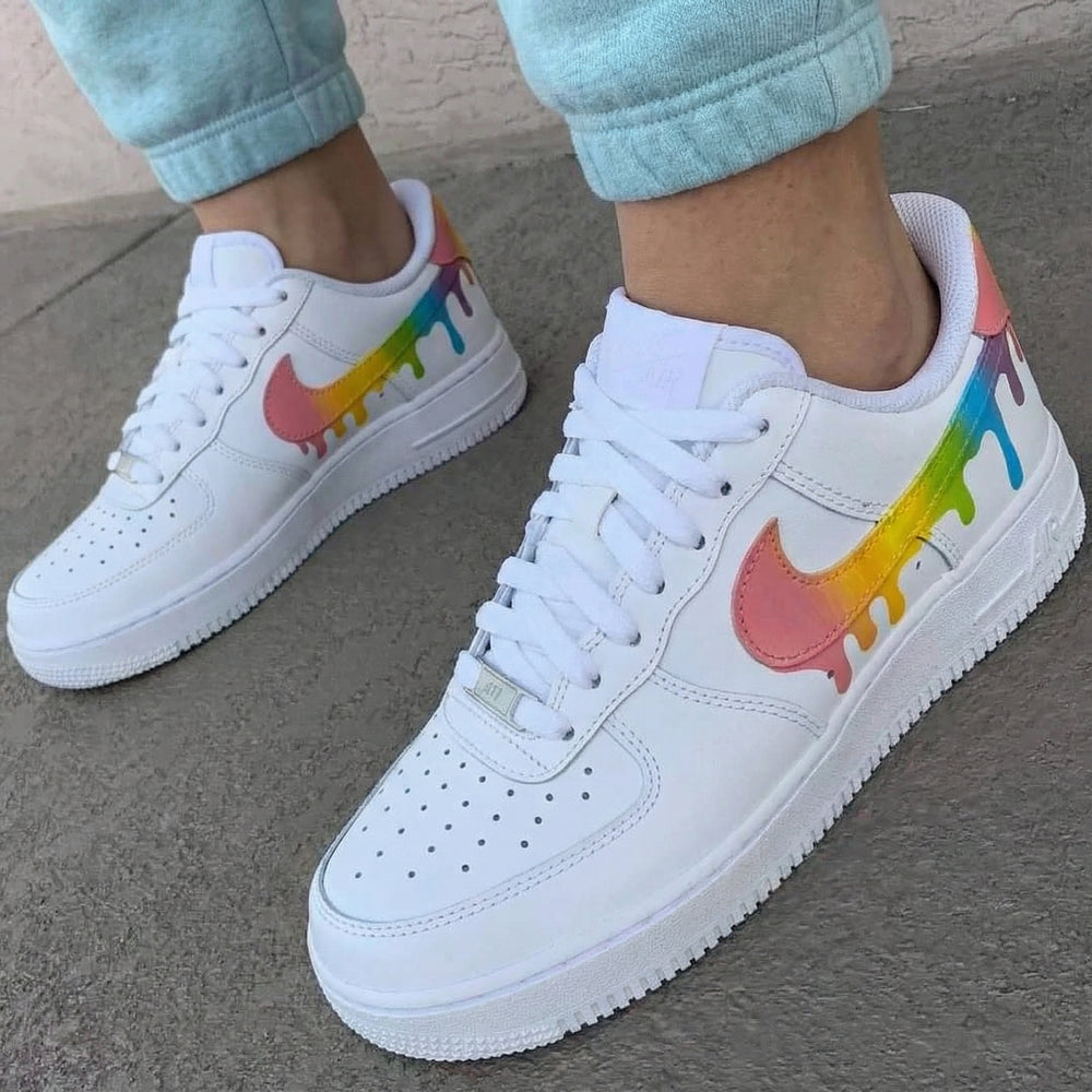 Custom Air Force 1 Rainbow Drip Design
