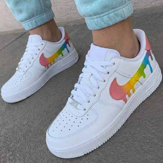 Custom Air Force 1 Rainbow Drip Design