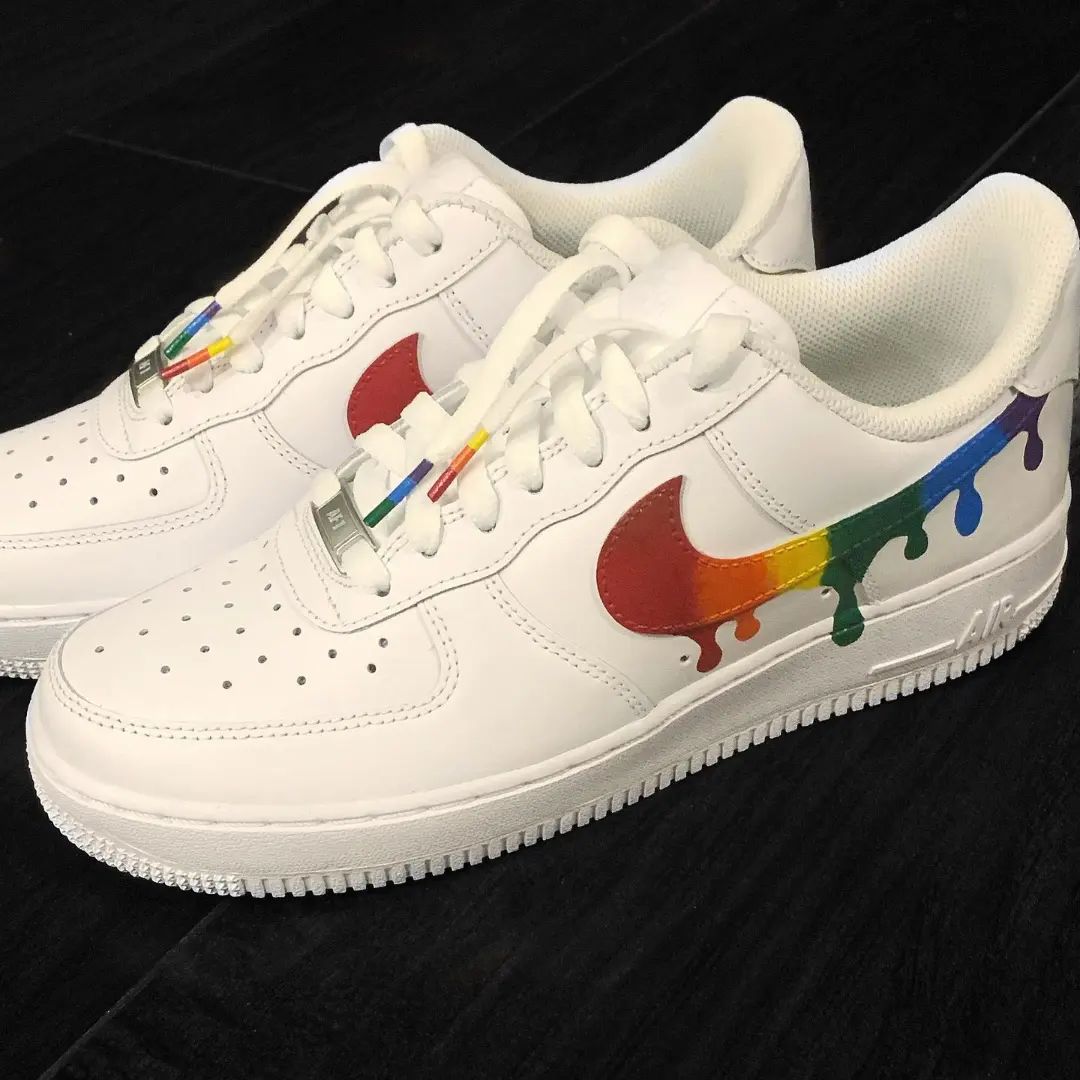 Custom Air Force 1 Rainbow Drip Design