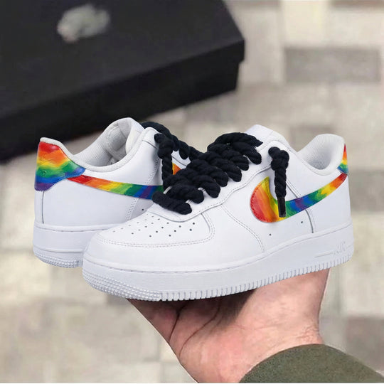 Custom Air Force 1 Rainbow Swoosh Heel