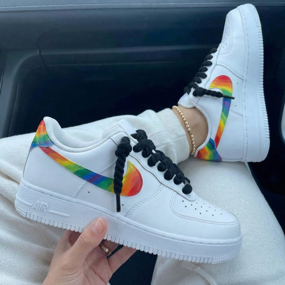 Custom Air Force 1 Rainbow Swoosh Heel