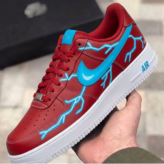 Custom Air Force 1 Red Baby Blue Lightning